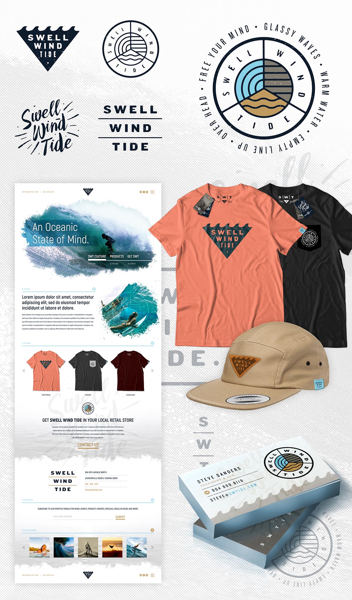 Surf Company Branding – Logo, Website, Apparel, Print Materials